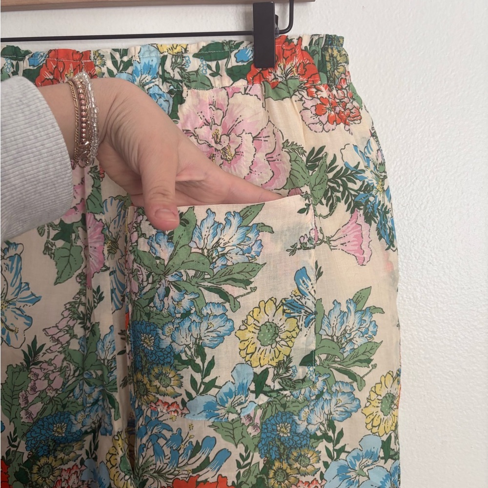 TROVATA Birds of Paradis Willa Vacation Resort Linen Floral Wide Pants Large AC - Picture 6 of 10